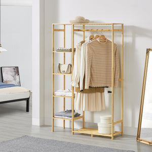 Garderobenständer Eurajoki 139x100x40 cm Bambus Natur [en.casa] - premiumXL