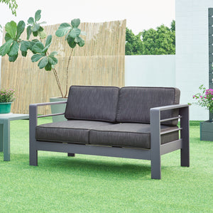 2 - Sitzer Outdoor - Sofa Avise Aluminium Dunkelgrau [casa.pro] - premiumXL