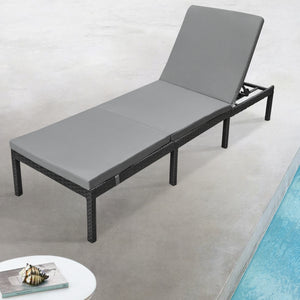 Gartenliege Cartes mit verstellbarer Rückenlehne Polyrattan versch. Farben en.casa