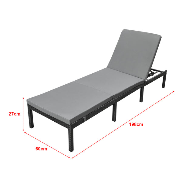 Gartenliege Cartes mit verstellbarer Rückenlehne Polyrattan versch. Farben en.casa