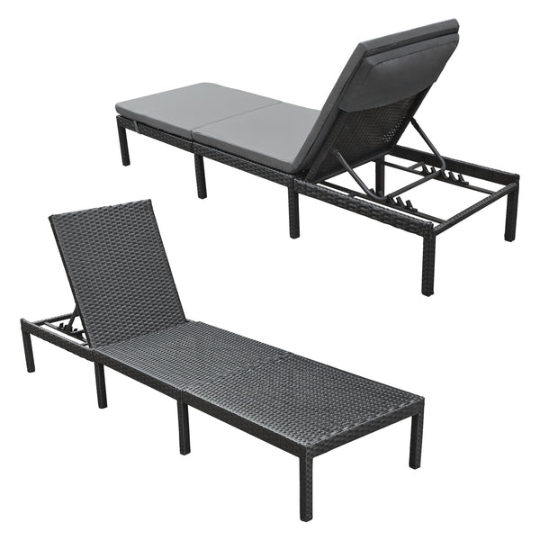 Gartenliege Cartes mit verstellbarer Rückenlehne Polyrattan versch. Farben en.casa