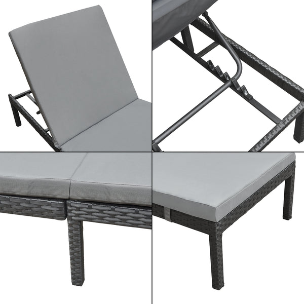 Gartenliege Cartes mit verstellbarer Rückenlehne Polyrattan versch. Farben en.casa