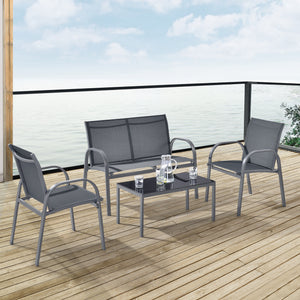 Gartenmöbel-Set Gagra Stühle mit Sitzbank und Tisch versch. Farben en.casa