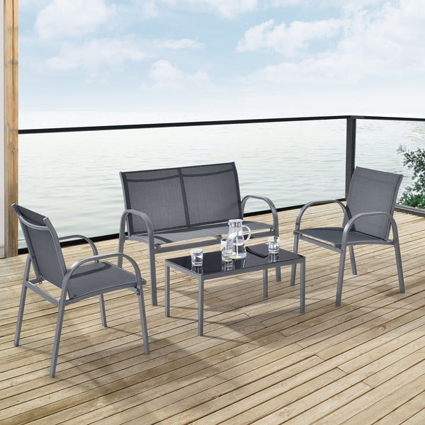 Gartenmöbel-Set Gagra Stühle mit Sitzbank und Tisch versch. Farben en.casa