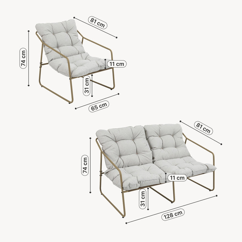 Maßskizze Gartenmöbelset Kivanta 5-tlg. [en.casa]