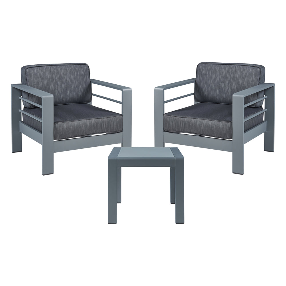 Outdoor-Sesselset mit Tisch Avise 3-tlg. Aluminium [casa.pro]