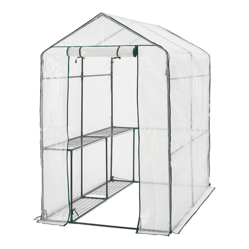 Gewächshaus Oosterhout mit Ablagen 120x186x190cm Transparent [en.casa] - premiumXL