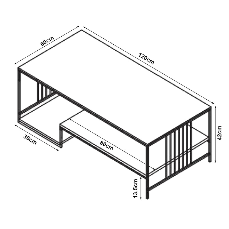 Maßskizze Couchtisch Klibro [en.casa]