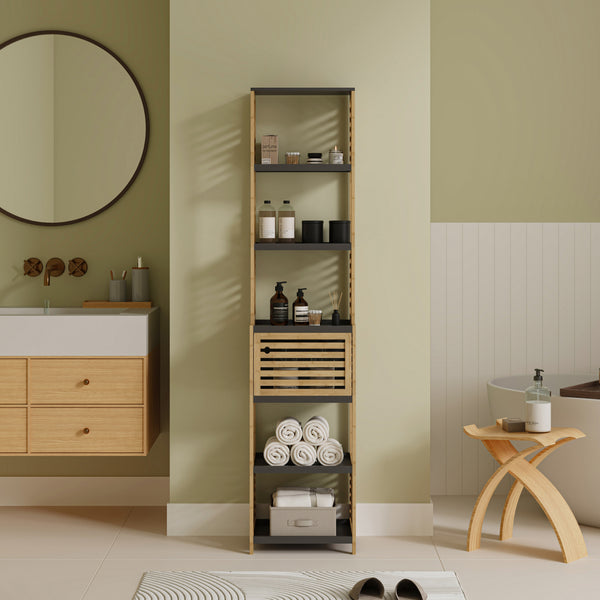 Badregal Kydesby Bambus Natur/Grau [en.casa]