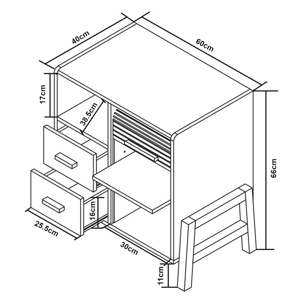 Sideboard Kvaefjord mit Jalousietüren Weiß/Grau [en.casa]