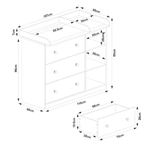 Wickelkommode Beldinupp mit Wickelauflage [en.casa]