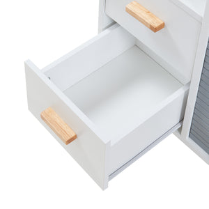 Sideboard Kvaefjord mit Jalousietüren Weiß/Grau [en.casa]