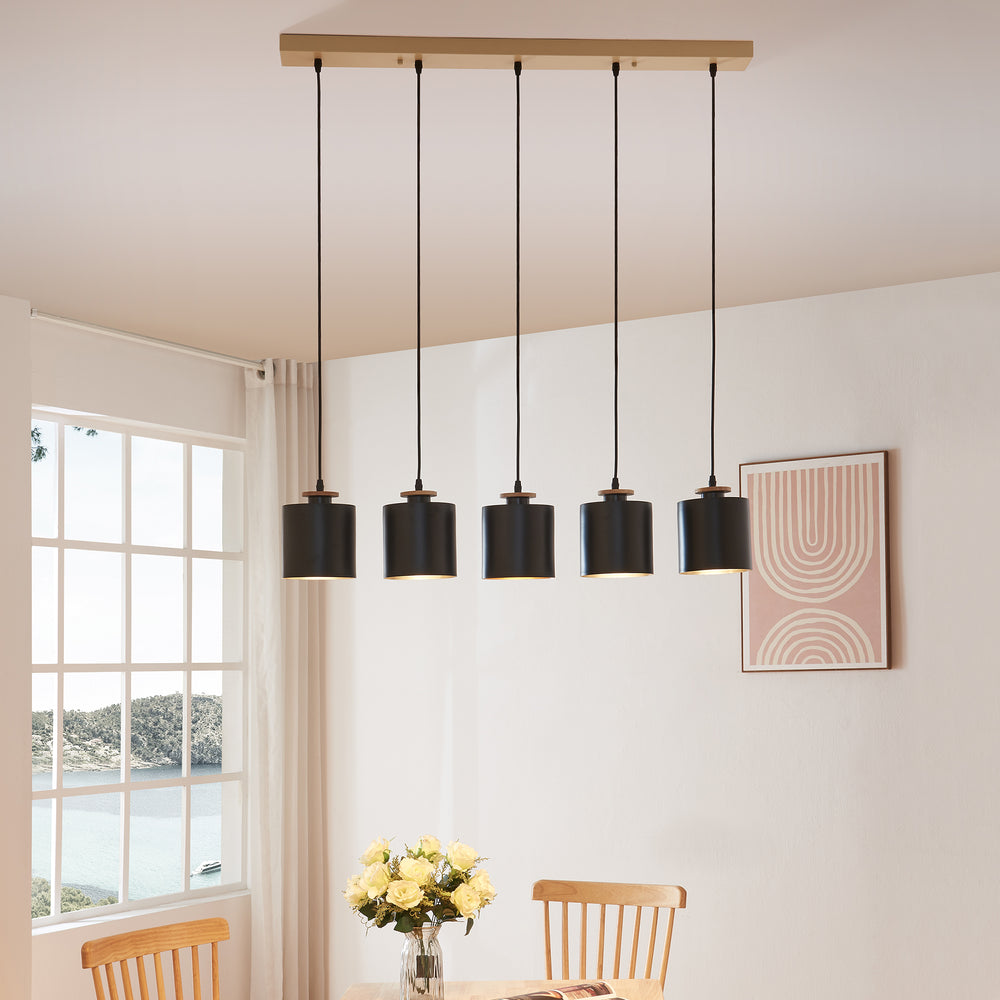 Hängeleuchte Posdand 130x90x14 cm Holz/Schwarz [lux.pro] - premiumXL