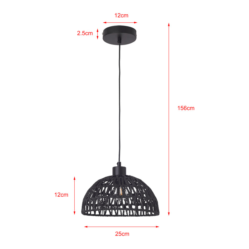 Maßskizze Hängeleuchte Alton Metall+Rattan [lux.pro]