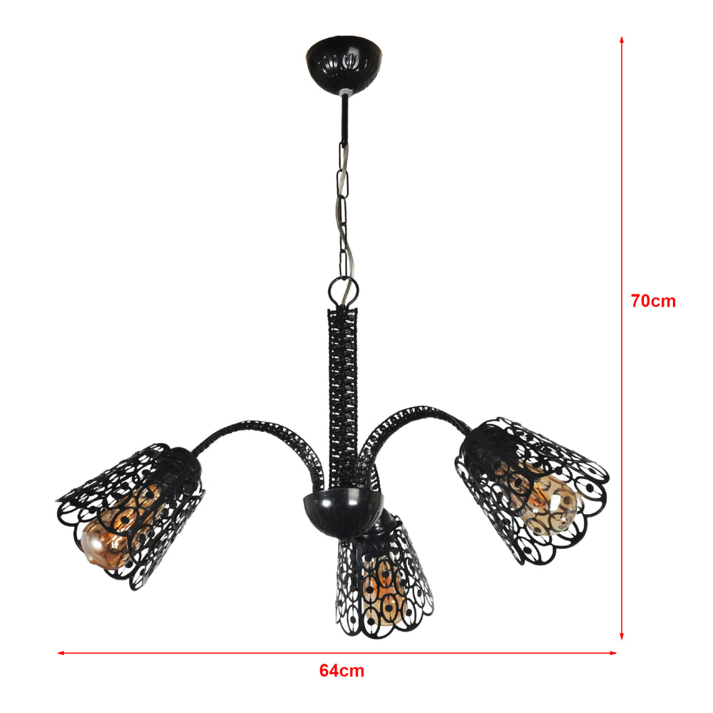 Hängeleuchte Garforth Schwarz 3/4-flammig [lux.pro]