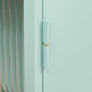 Hängeschrank Zundert mit geriffelter Glastür 60x35x15 cm Stahl [en.casa]