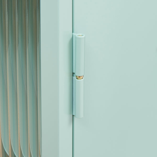 Hängeschrank Zundert mit geriffelter Glastür 60x35x15 cm Stahl [en.casa]