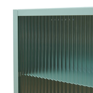 Hängeschrank Zundert mit geriffelter Glastür 60x35x15 cm Stahl [en.casa]