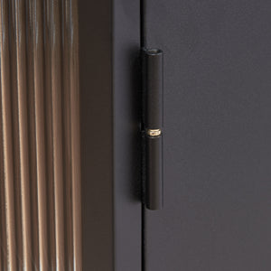 Hängeschrank Zundert mit geriffelter Glastür 60x35x15 cm Stahl [en.casa]