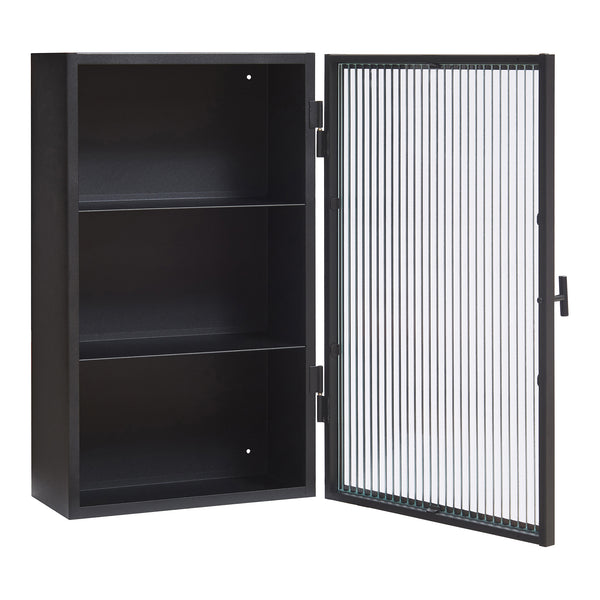 Hängeschrank Zundert mit geriffelter Glastür 60x35x15 cm Stahl [en.casa]