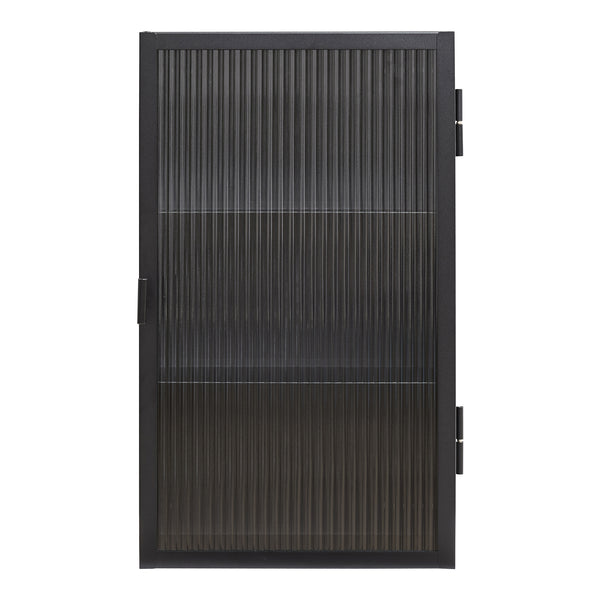Hängeschrank Zundert mit geriffelter Glastür 60x35x15 cm Stahl [en.casa]