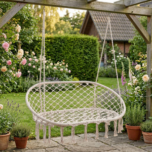 Hängesessel Kailua für 2 Personen 135x129x65 cm Cremeweiß [casa.pro]