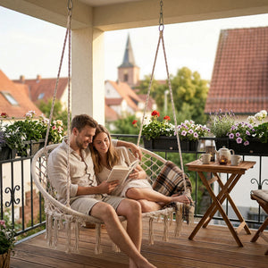 Hängesessel Kailua für 2 Personen 135x129x65 cm Cremeweiß [casa.pro]