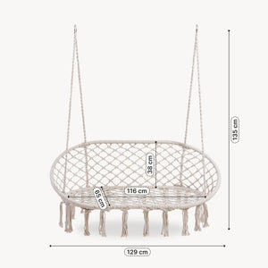 Hängesessel Kailua für 2 Personen 135x129x65 cm Cremeweiß [casa.pro]