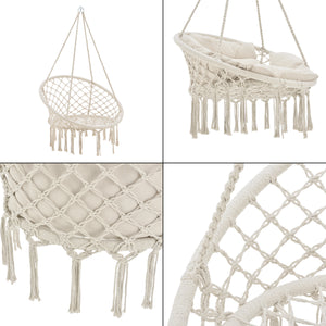 Hängesessel Kailua Max. 150 kg Indoor Outdoor mit Kissen casa.pro