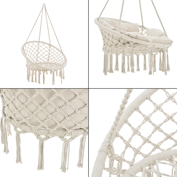 Hängesessel Kailua Max. 150 kg Indoor Outdoor mit Kissen casa.pro