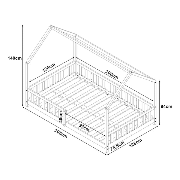 Hausbett Hesel mit Matratze und Rausfallschutz [en.casa]