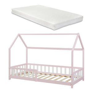 Hausbett Hesel mit Matratze und Rausfallschutz Weiß [en.casa]