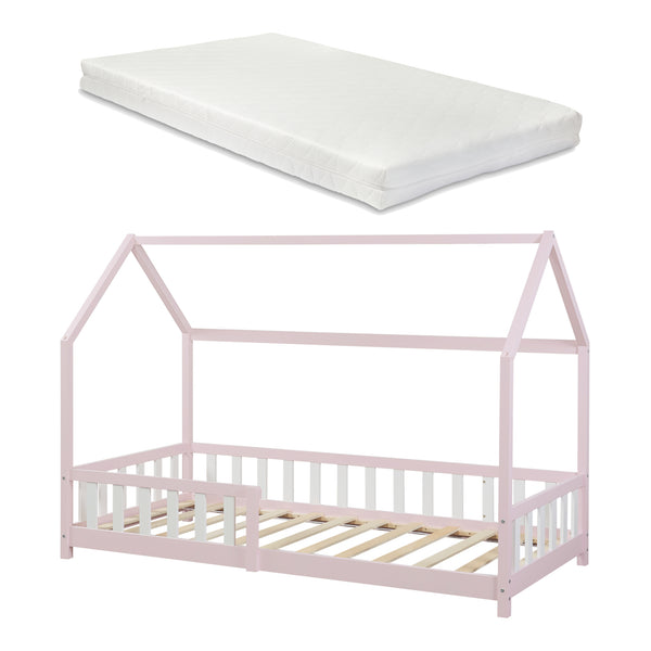 Hausbett Hesel mit Matratze und Rausfallschutz Weiß [en.casa]