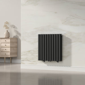 Design Röhrenheizkörper Nore Schwarz 60x60cm Doppellagig 800W [neu.haus]