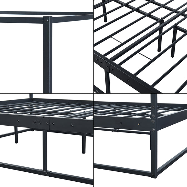 Himmelbett Kristianstad mit Matratze Schwarz in versch. Größen [en.casa]