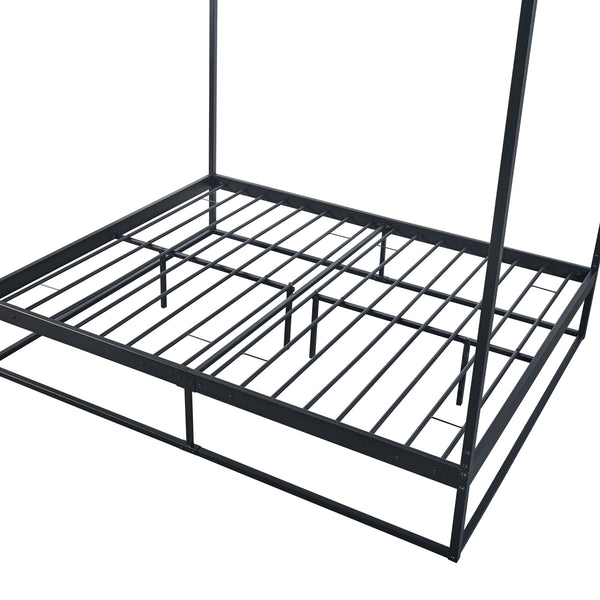 Himmelbett Kristianstad mit Matratze Schwarz in versch. Größen [en.casa]