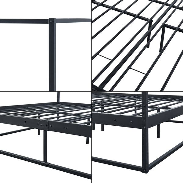 Himmelbett Kristianstad mit Matratze Schwarz in versch. Größen [en.casa]