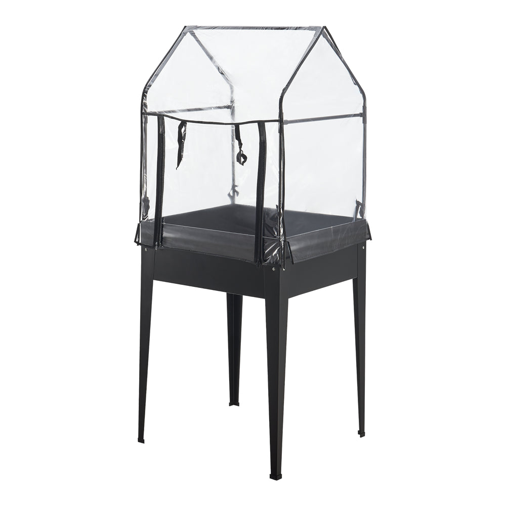 Hochbeet mit Gewächshaus Katwijk 60x60x152cm Stahl Anthrazit [en.casa]
