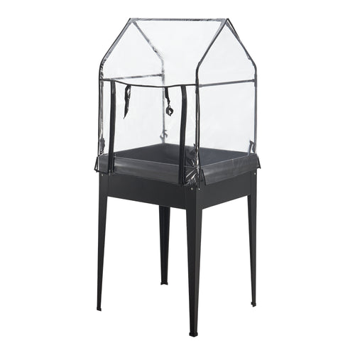 Hochbeet mit Gewächshaus Katwijk 60x60x152cm Stahl Anthrazit [en.casa]