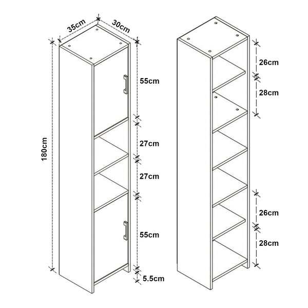 Hochschrank Rautrina 180x35x30 cm [en.casa]