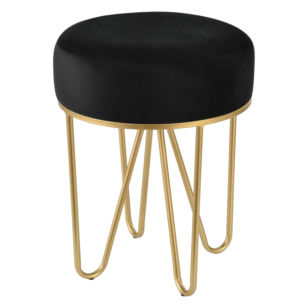 Sitzhocker Runö Polsterhocker bis 100 kg Schwarz/Messingfarben [en.casa]