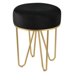 Sitzhocker Runö Polsterhocker bis 100 kg Schwarz/Messingfarben [en.casa]