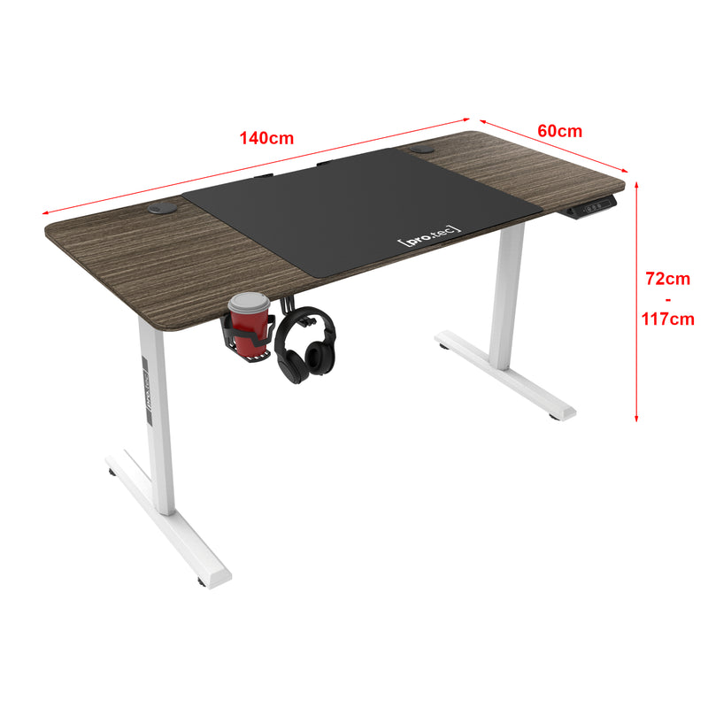 Maßskizze Höhenverstellbarer Tisch Hayward 140x60 cm in versch. Farben [pro.tec]