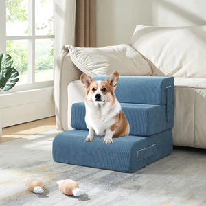 Haustiertreppe Joelerhatra 4 - tlg. 45x50x45 cm Cord Blau [en.casa] - premiumXL