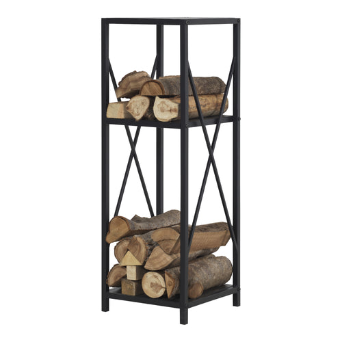 Kaminholzregal Tinglev Stahl 34x34x105,5 cm Schwarz [en.casa]