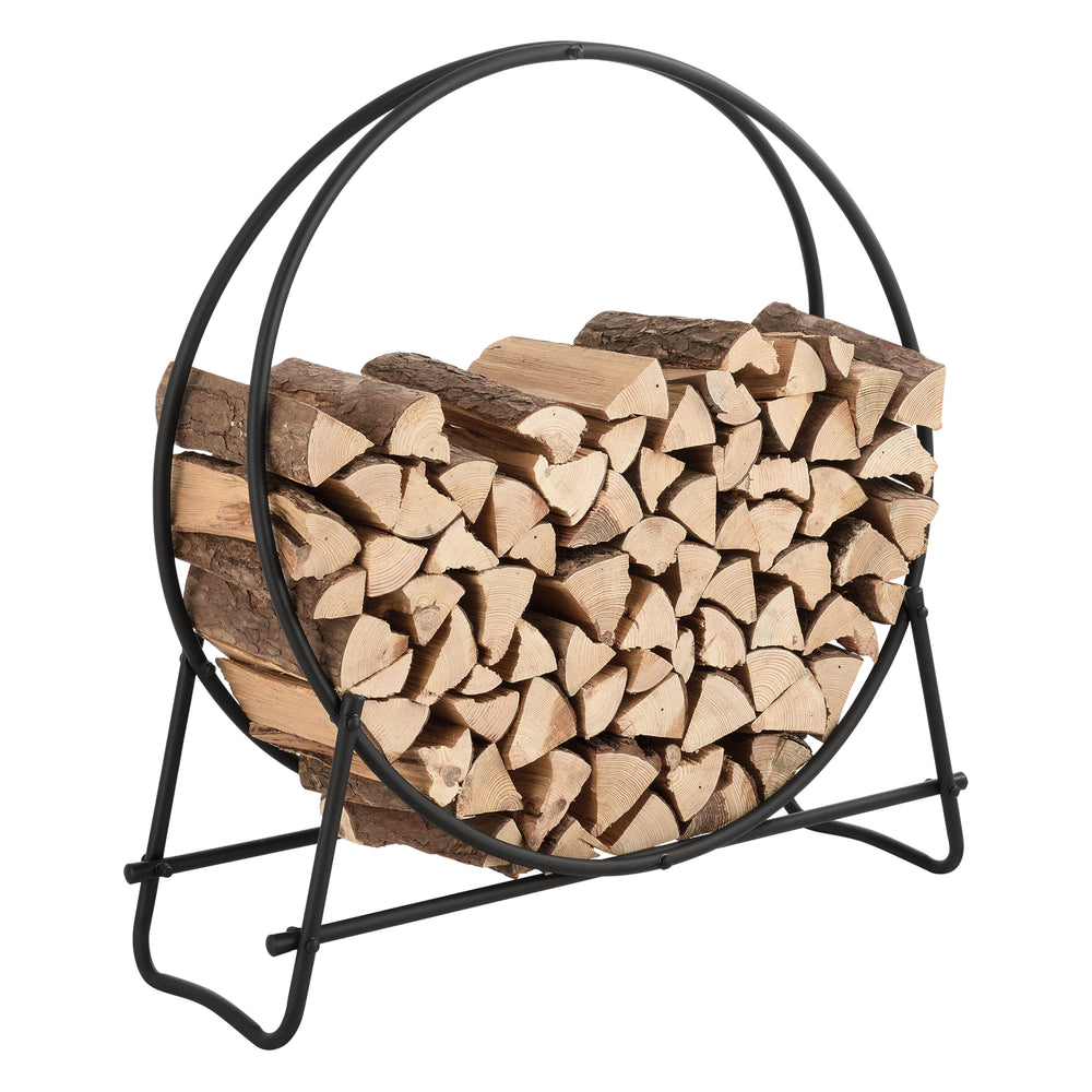 Kaminholzregal Kalix 102x95x33cm Schwarz en.casa