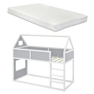 Kinder Hochbett Quedlinburg 90x200 cm mit Kaltschaummatratze Holz [en.casa]