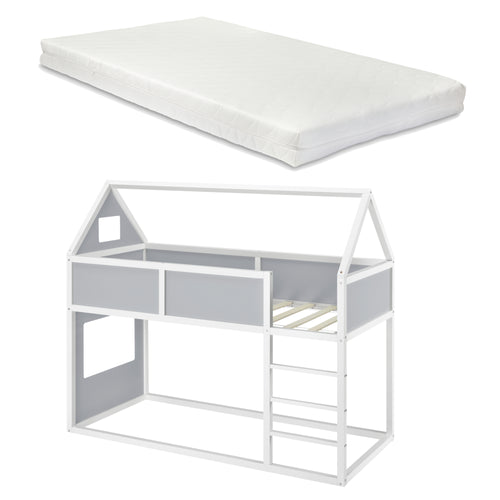 Kinder Hochbett Quedlinburg 90x200 cm mit Kaltschaummatratze Holz [en.casa]