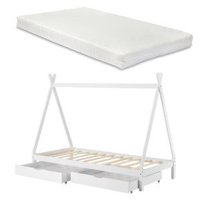 Kinderbett Maine 90x200cm mit 2 Schubladen und Kaltschaummatratze [en.casa]