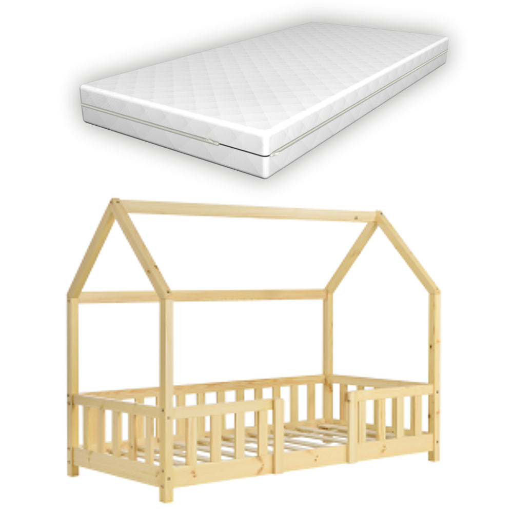 Hausbett Sisimiut im Montessori-Stil mit Matratze und Rausfallschutz [en.casa]